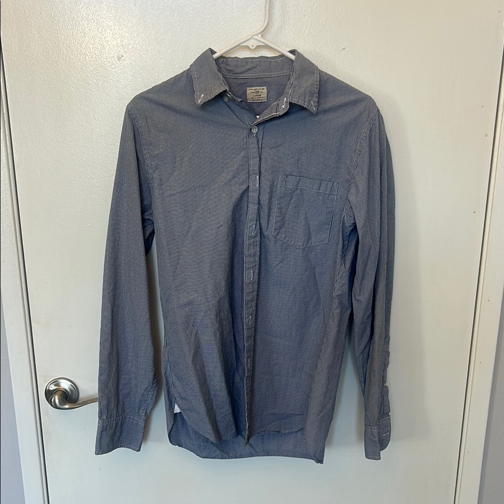 J Crew Men's Blue Long-Sleeve Button-Up Shirt
